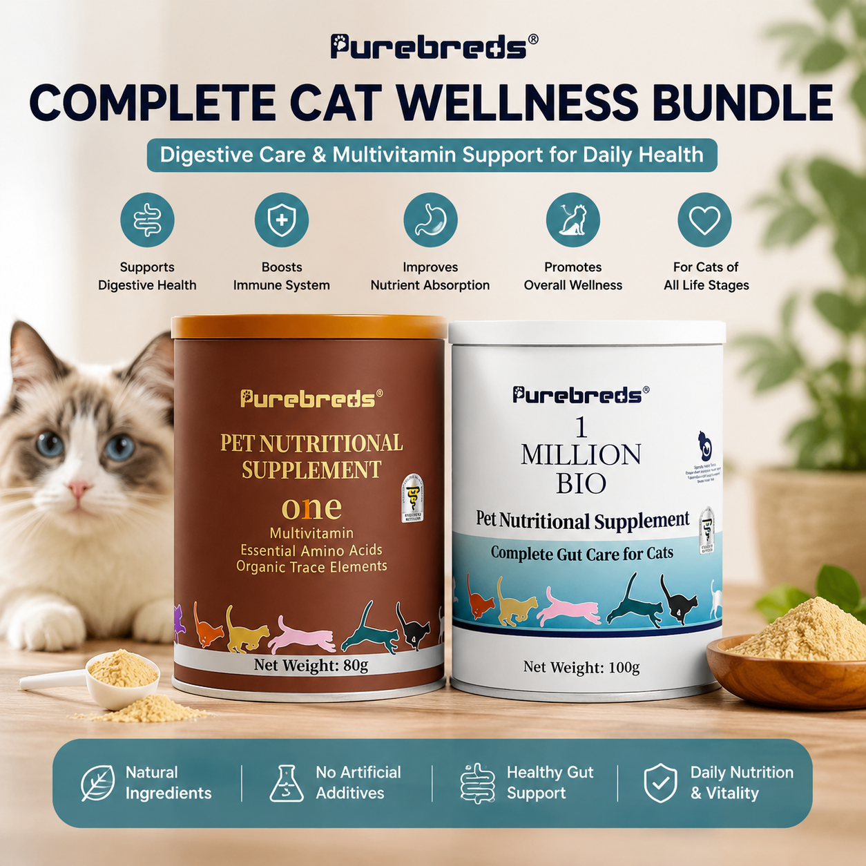 Purebreds Cat Digestive & Vitamin Health Bundle